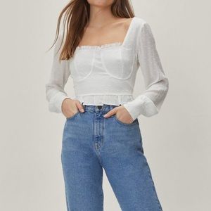NWT NastyGal Cupped Square Neck Textured Crop Top
